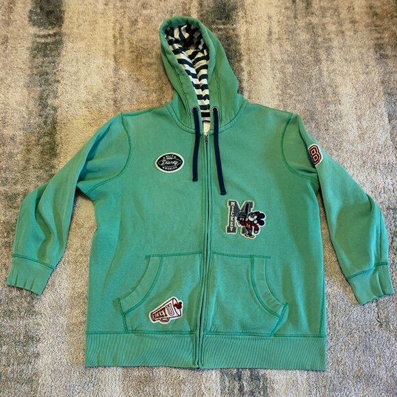 Disney Parks Mickey Mouse State University Green Zip Up Hooded Jacket Sz 1X - Picture 1 of 14